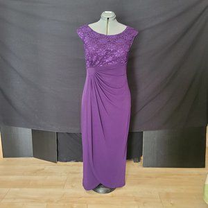 NWOT Dark Purple evening gown with Sequin detail By Connected Apparel Size 10P